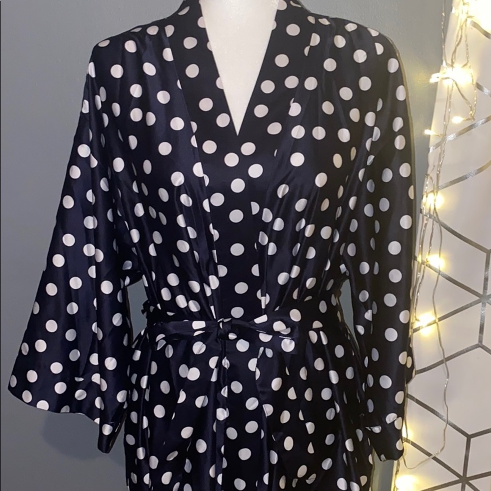 Cabernet | Navy Blue Polka Dot Robe